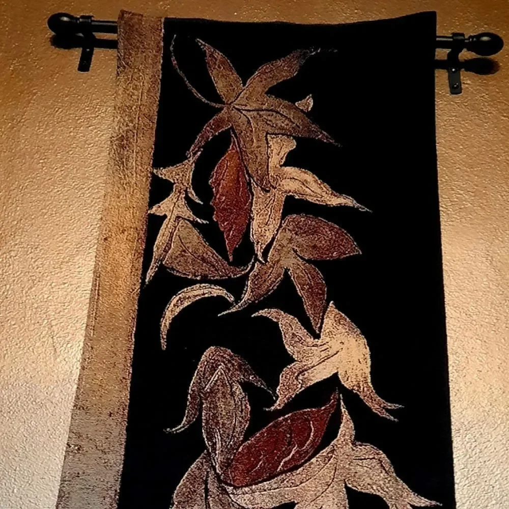 Tapestry Woven Wall Hanging Leaves Design with Rod